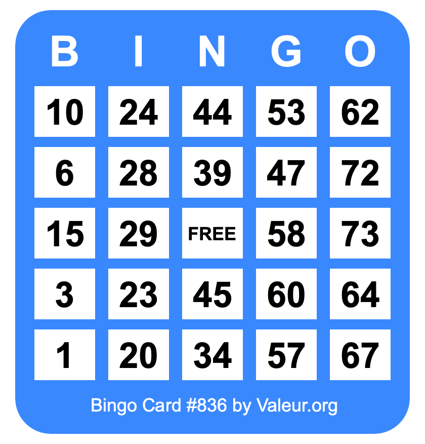 Bingo Card #836