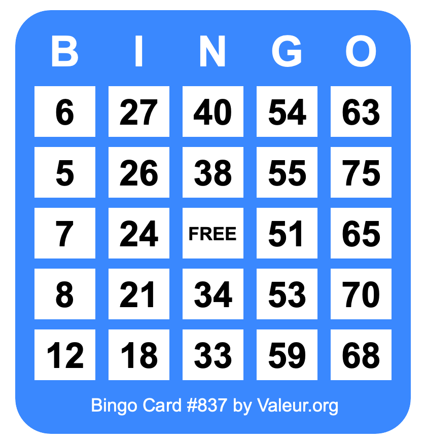 Bingo Card #837