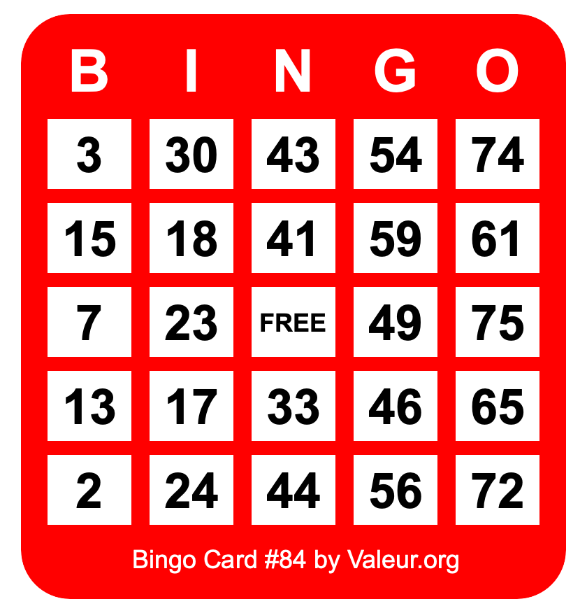 Bingo Card #84