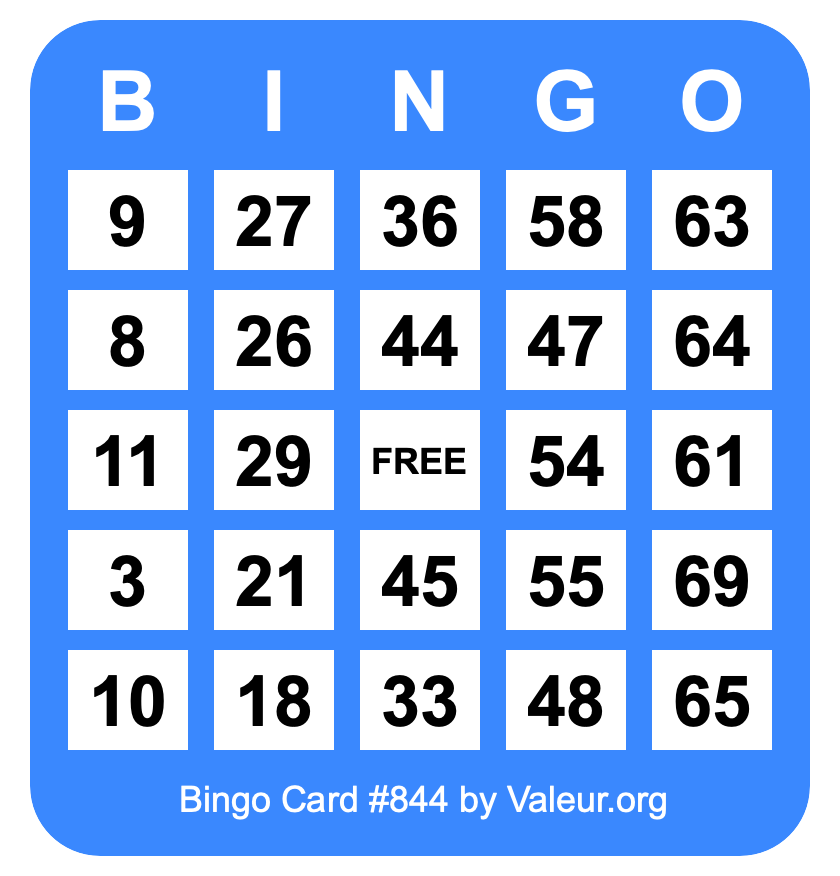 Bingo Card #844
