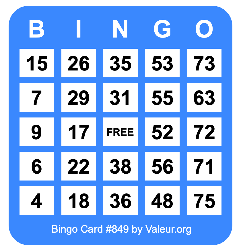 Bingo Card #849