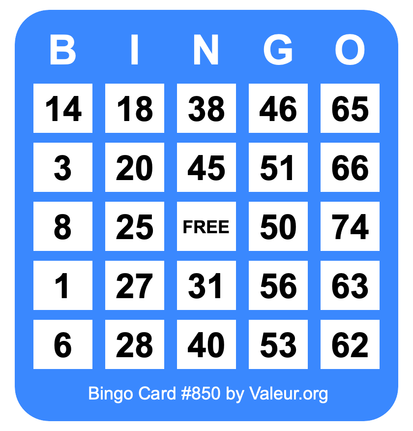 Bingo Card #850