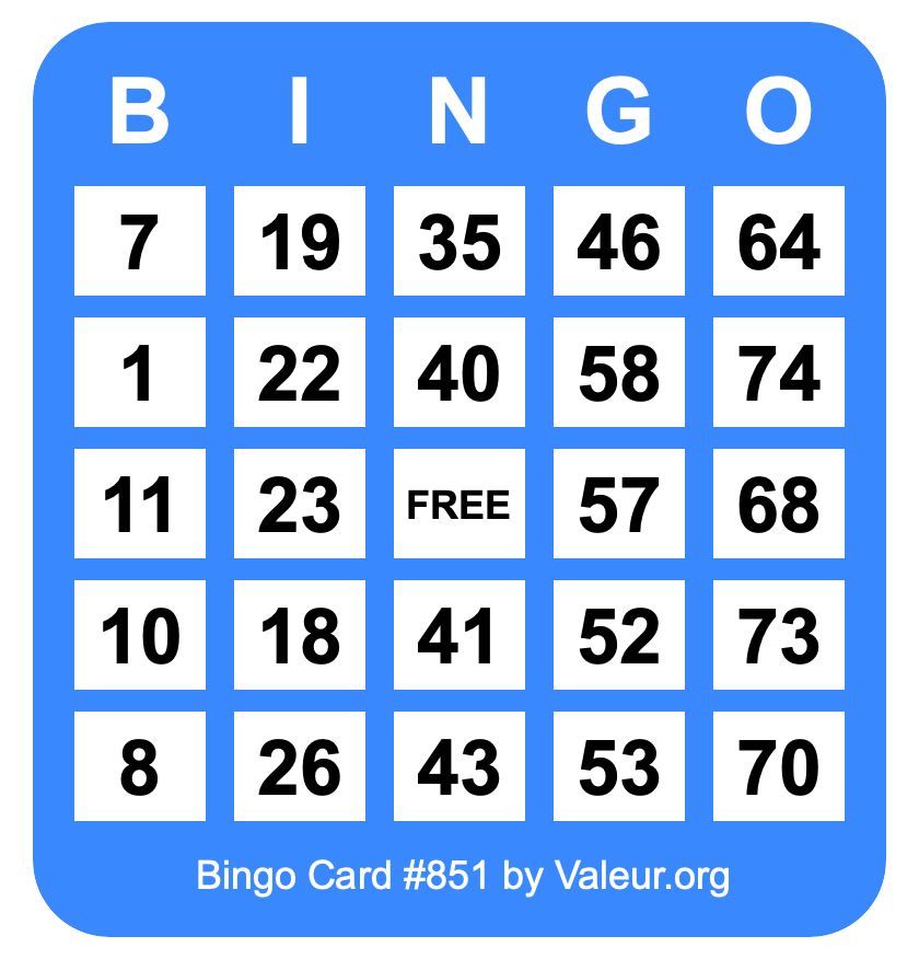 Bingo Card #851