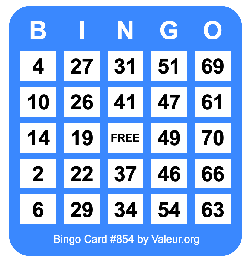 Bingo Card #854