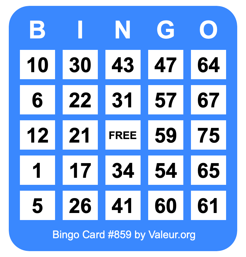 Bingo Card #859