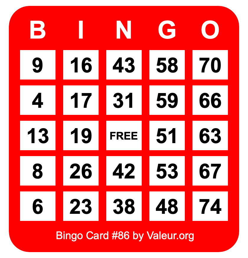 Bingo Card #86