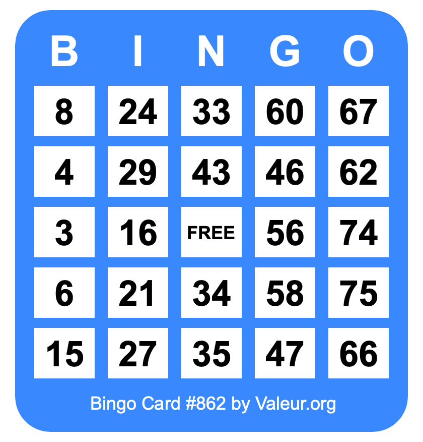 Bingo Card #862