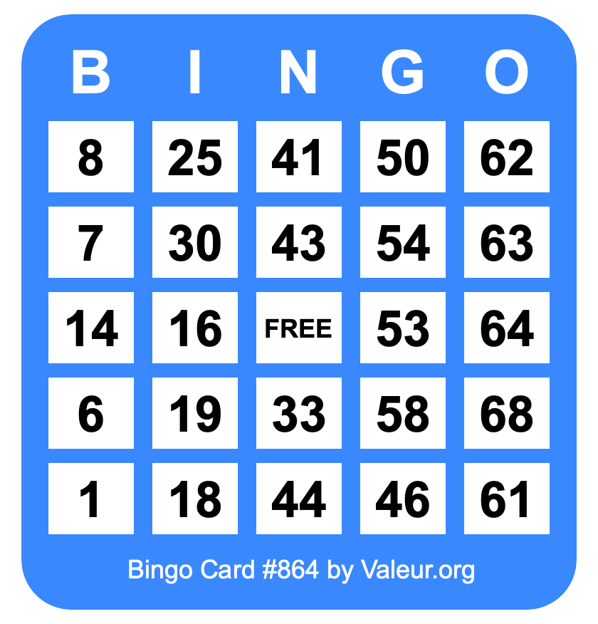 Bingo Card #864