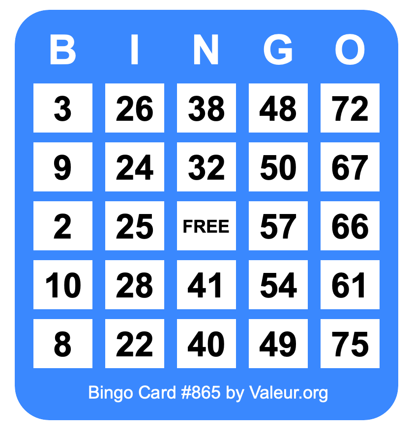 Bingo Card #865