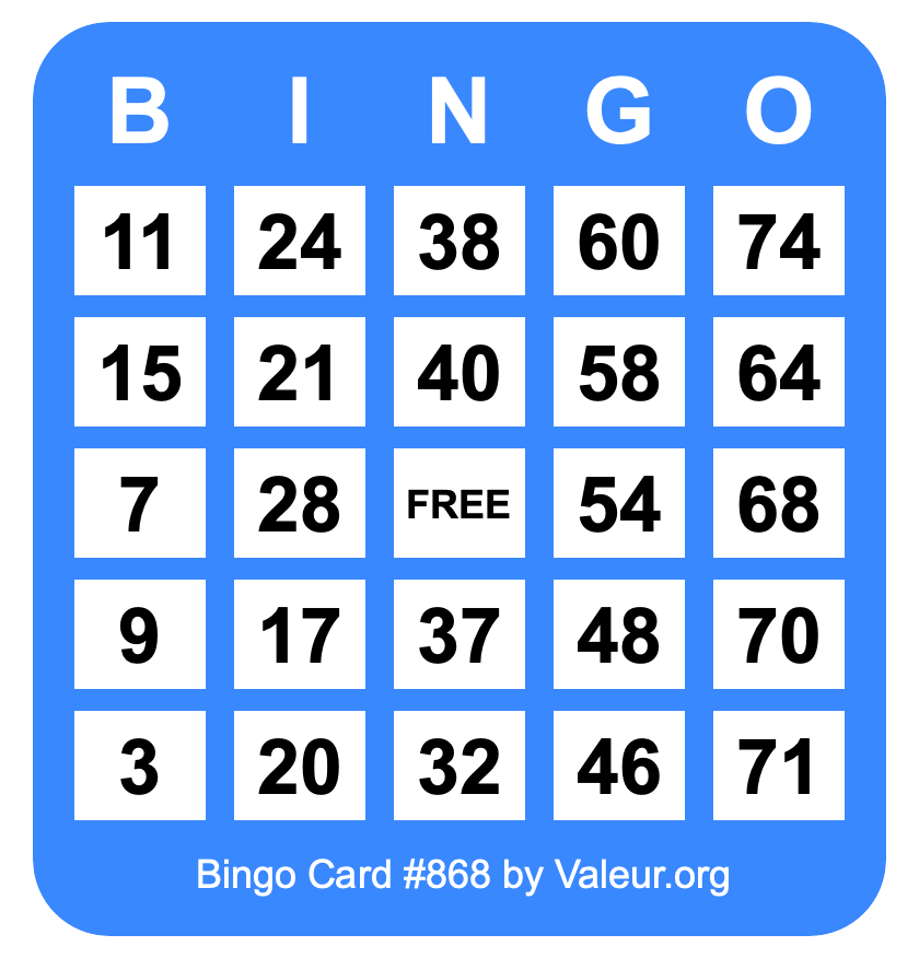 Bingo Card #868