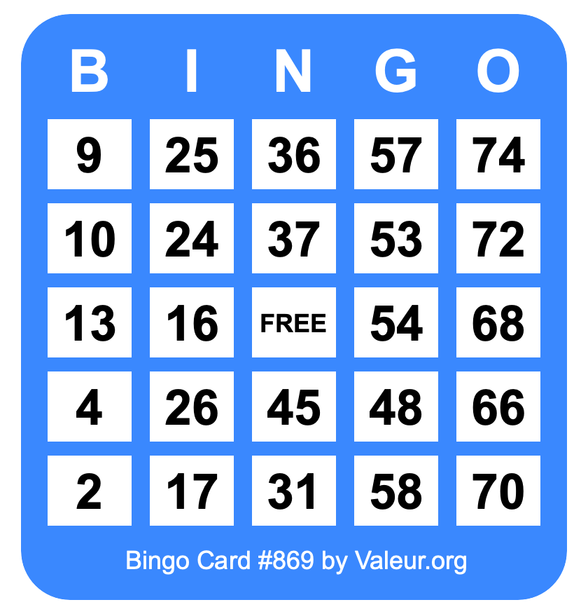 Bingo Card #869