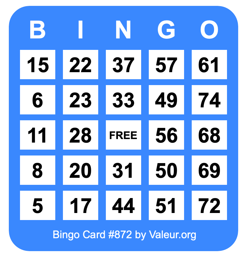 Bingo Card #872