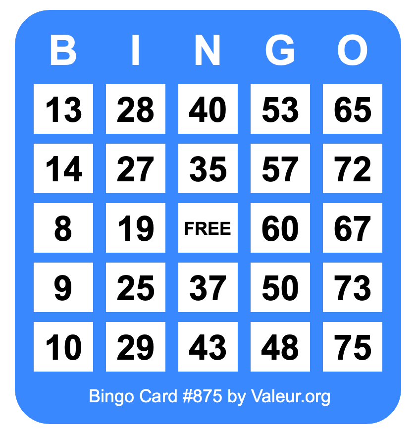 Bingo Card #875