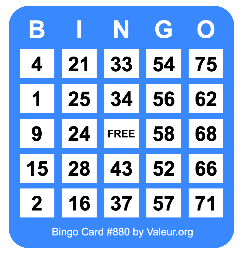 Bingo Card #880