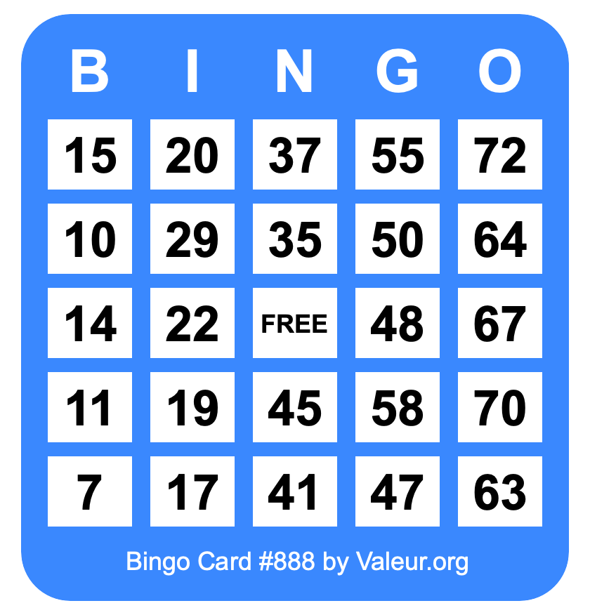 Bingo Card #888