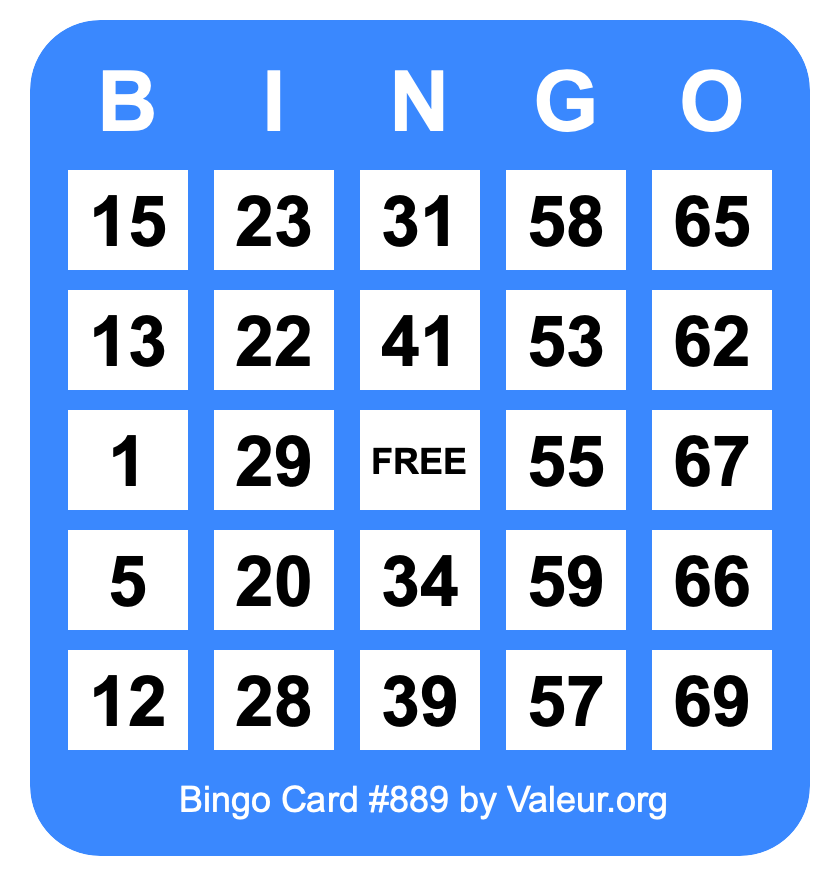 Bingo Card #889