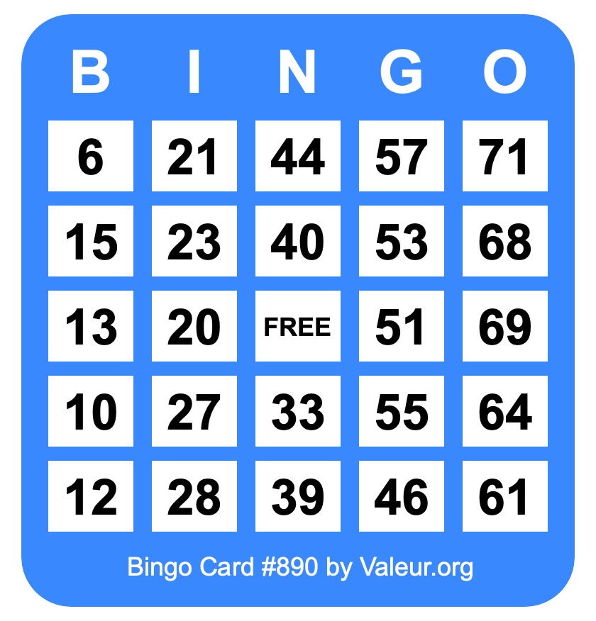 Bingo Card #890