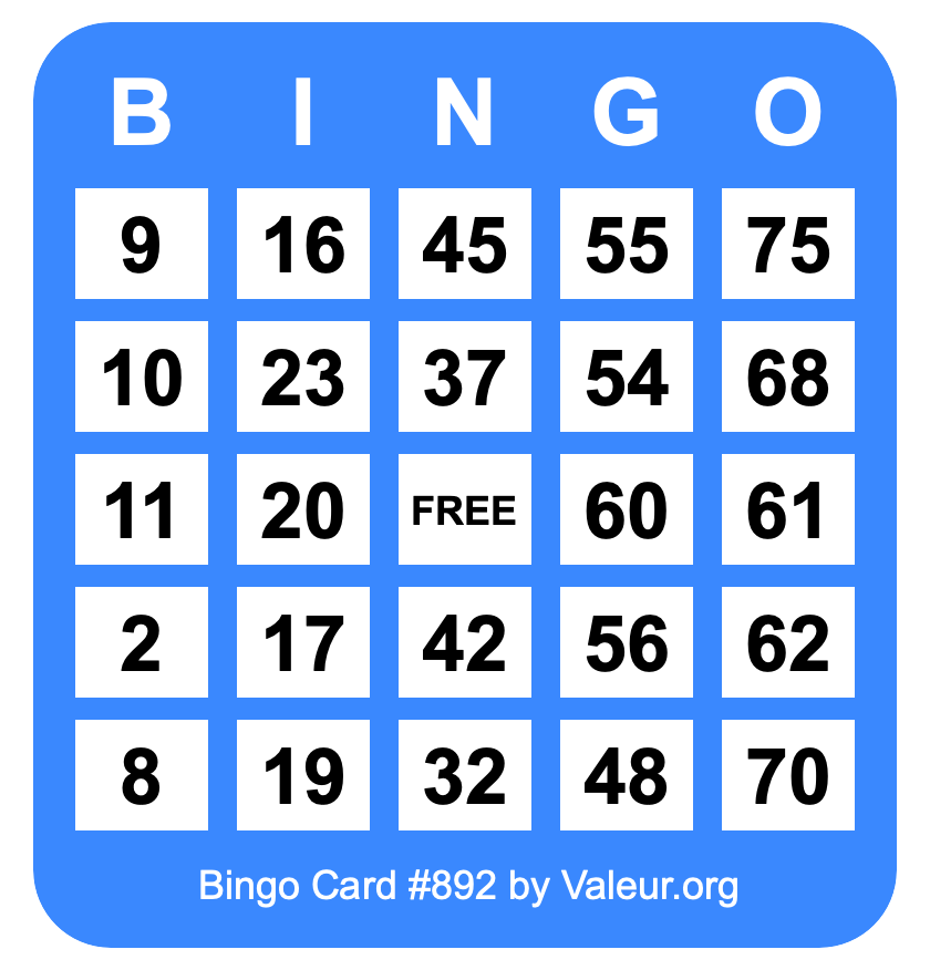 Bingo Card #892