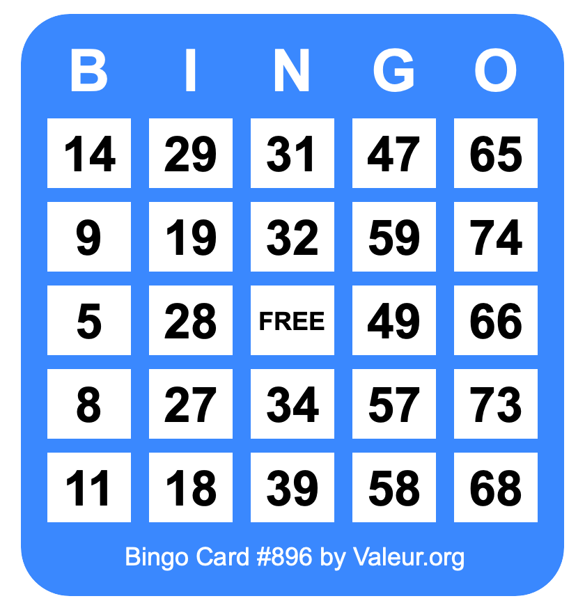 Bingo Card #896