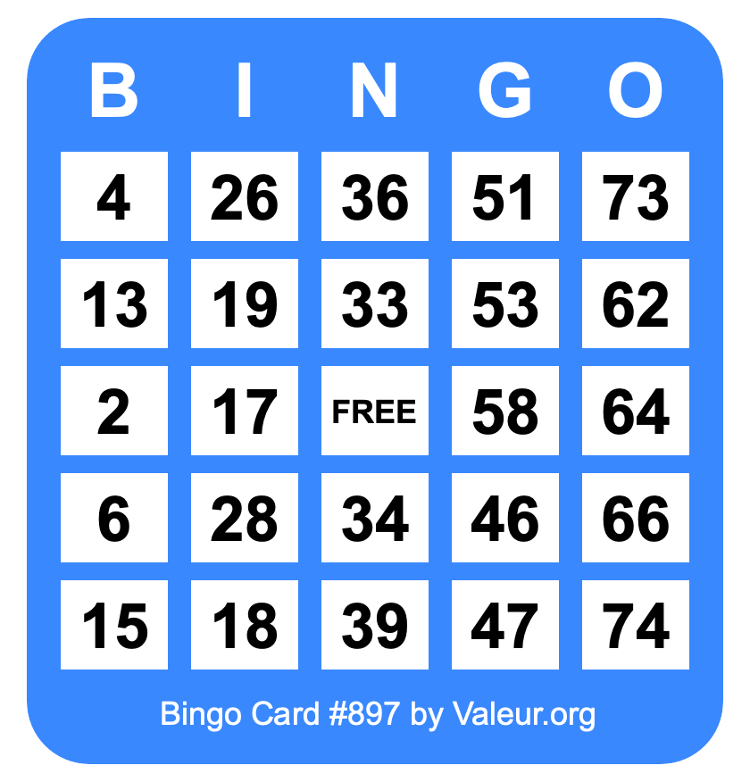 Bingo Card #897