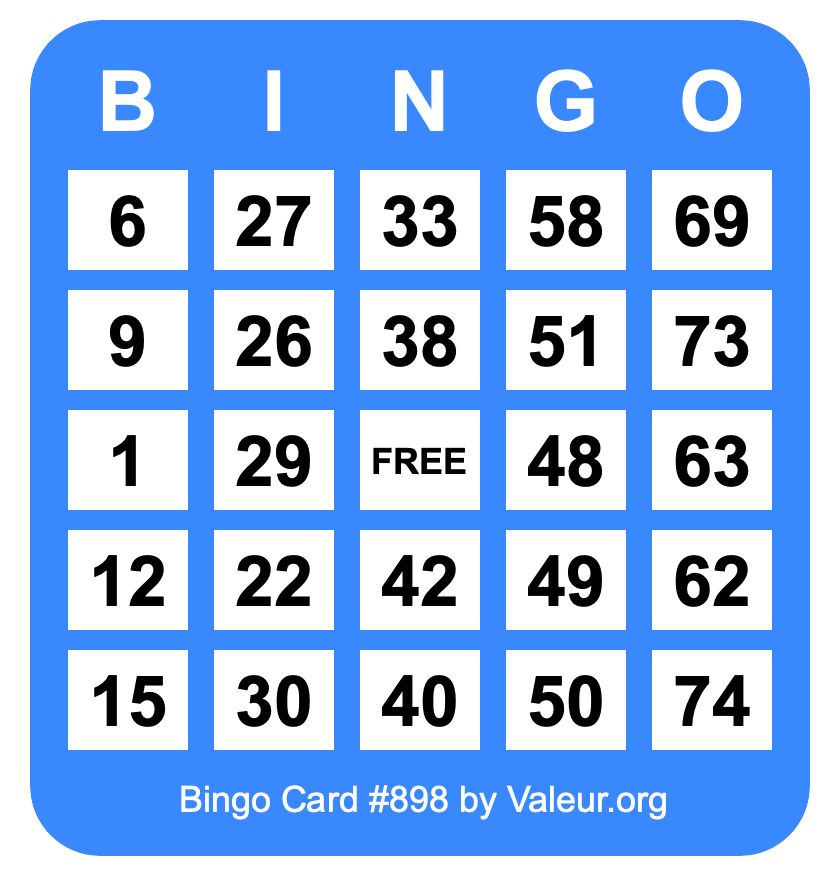 Bingo Card #898