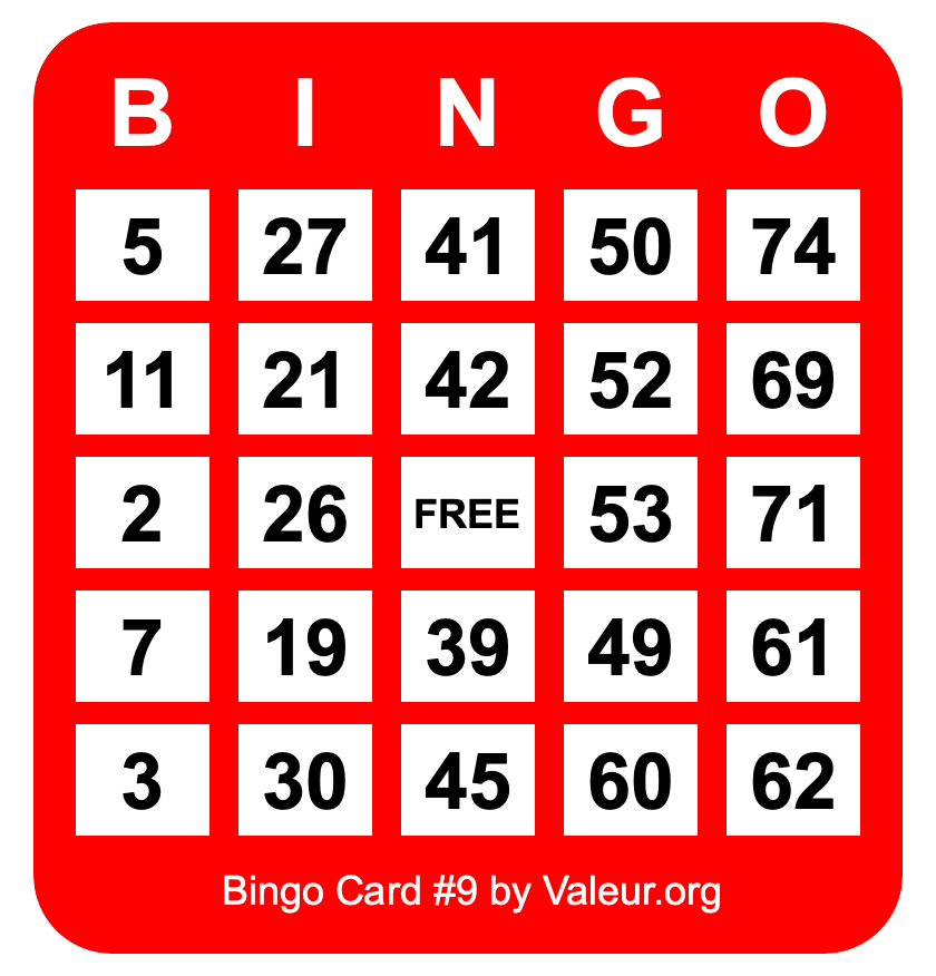 Bingo Card #9