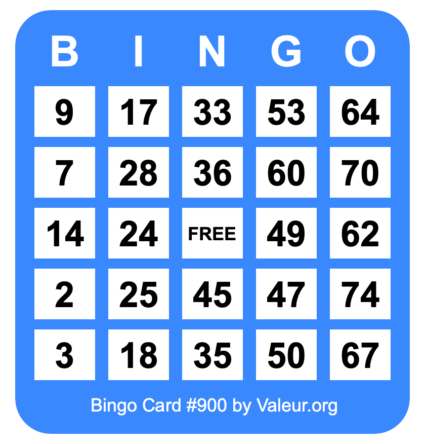 Bingo Card #900