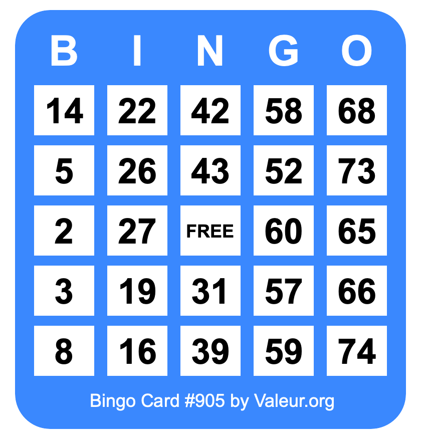 Bingo Card #905