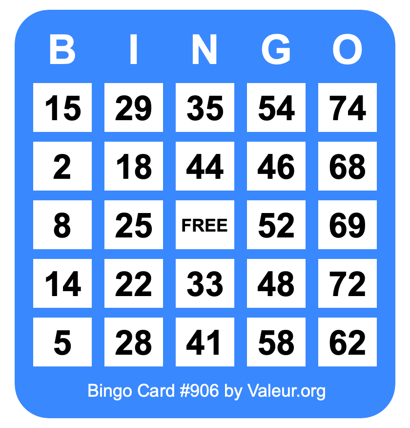 Bingo Card #906