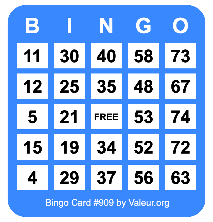 Bingo Card #909