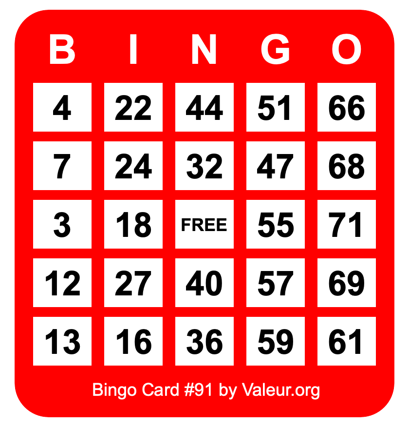 Bingo Card #91