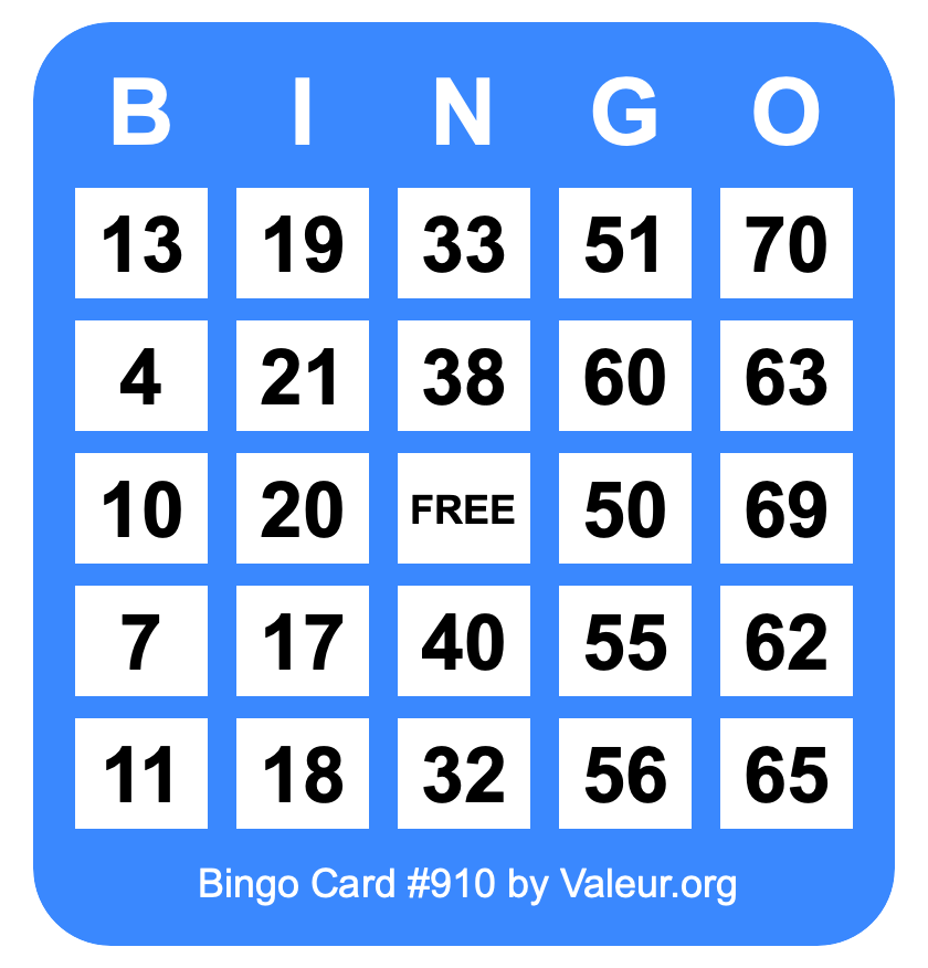 Bingo Card #910