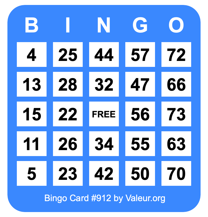 Bingo Card #912