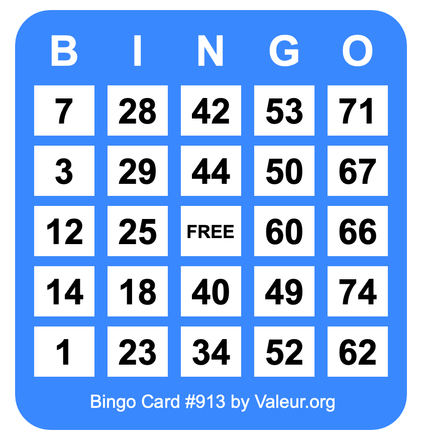 Bingo Card #913