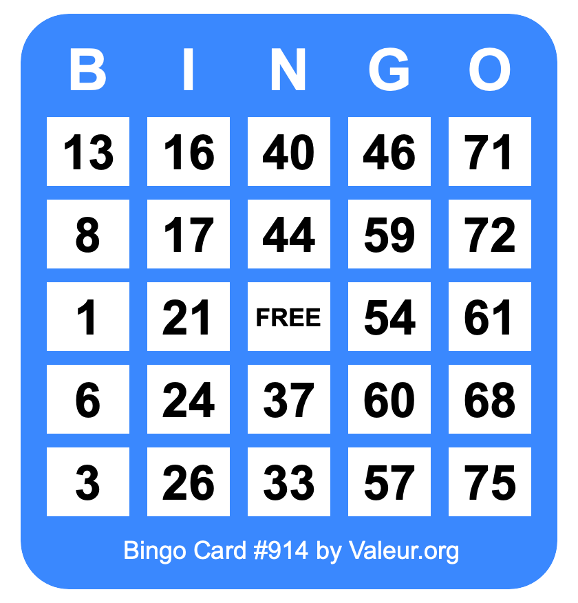 Bingo Card #914