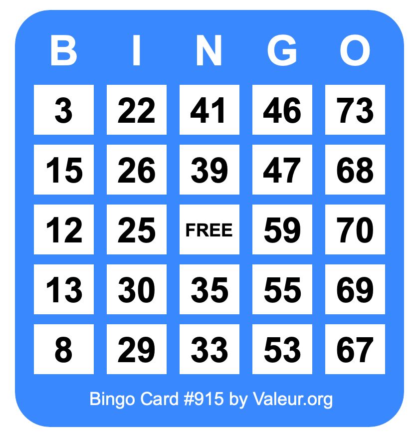 Bingo Card #915