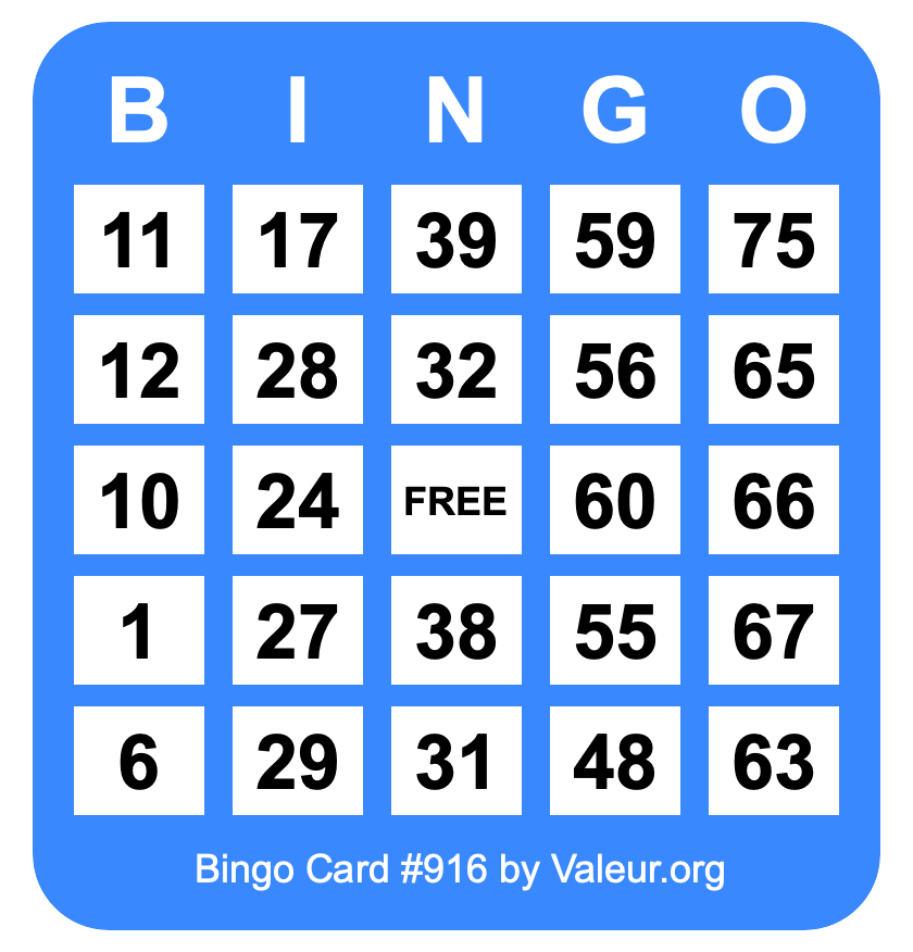 Bingo Card #916