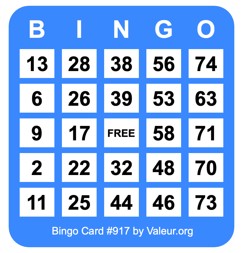 Bingo Card #917