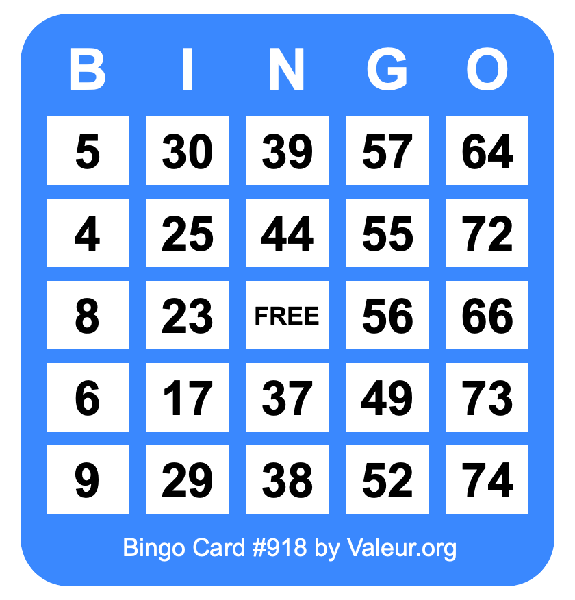 Bingo Card #918