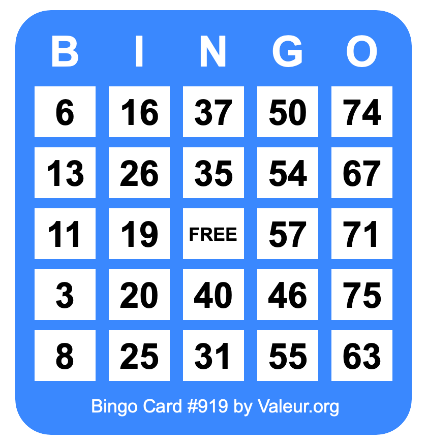 Bingo Card #919