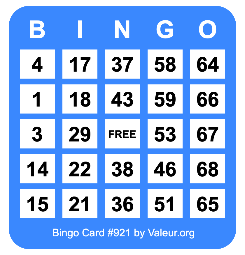 Bingo Card #921