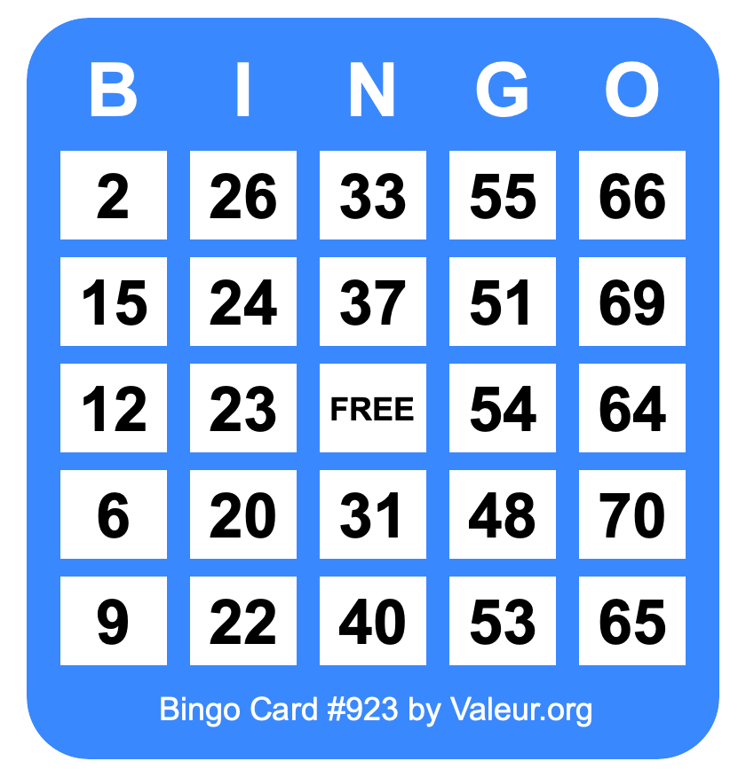 Bingo Card #923