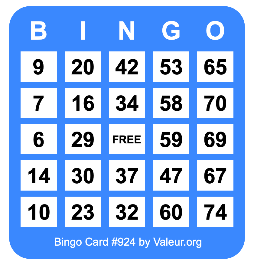 Bingo Card #924