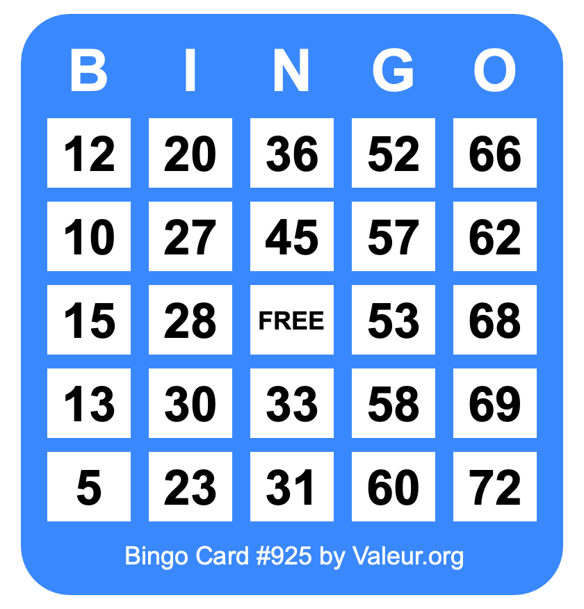 Bingo Card #925