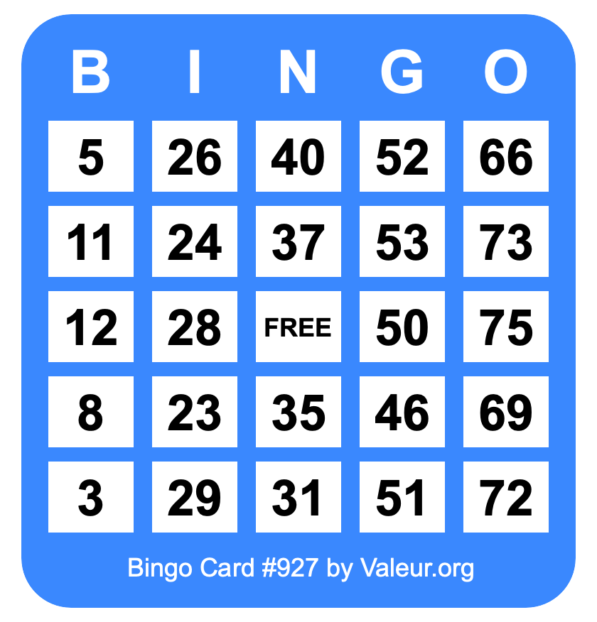 Bingo Card #927