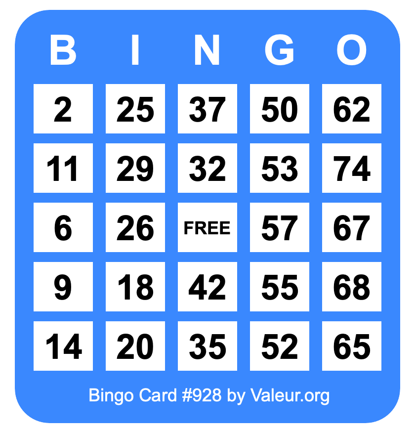 Bingo Card #928