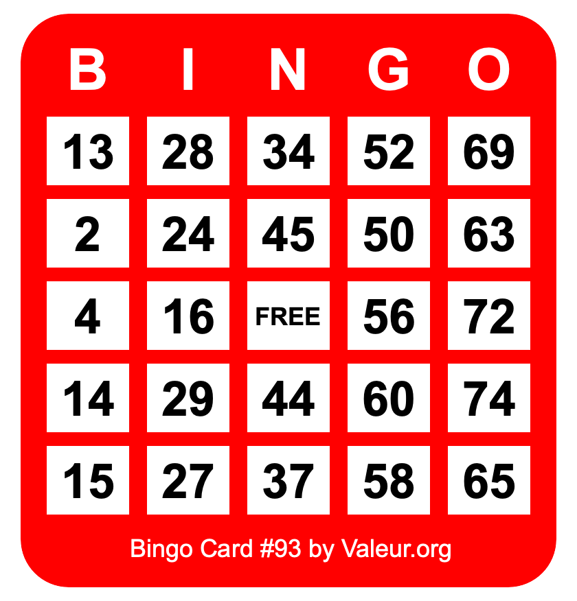 Bingo Card #93