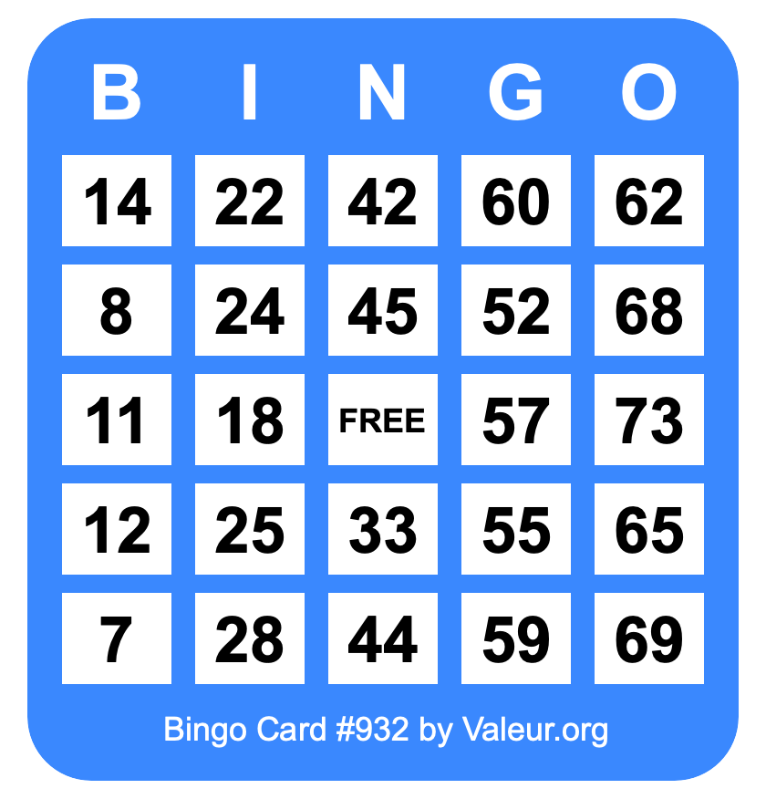 Bingo Card #932