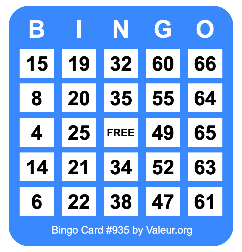 Bingo Card #935