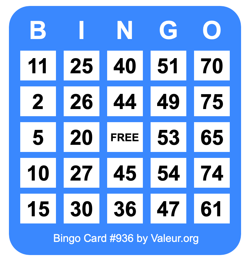 Bingo Card #936